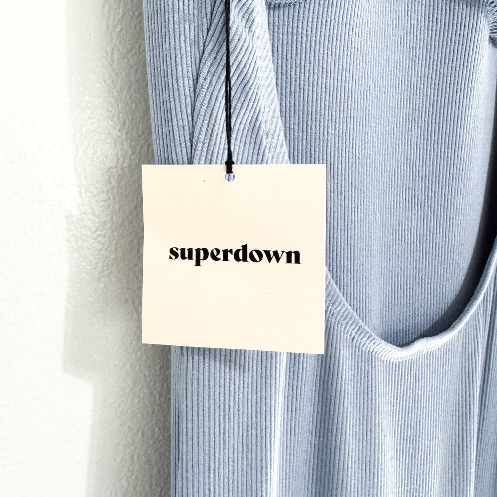 NWT‎ Superdown Taylor Open Back Dress Ribbed Knit Midi Slate Blue Women's Size S - Picture 7 of 9